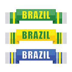 set of brazil soccer fan scarfs, football fan accessories, vector illustration 