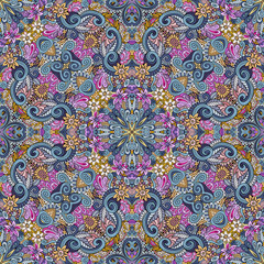 Vector ethnic hand drawn color seamless pattern