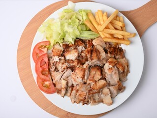 grilled pork ribs with vegetables