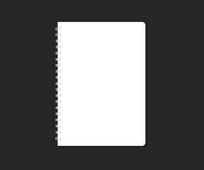 Realistic blank notebook on a black background
