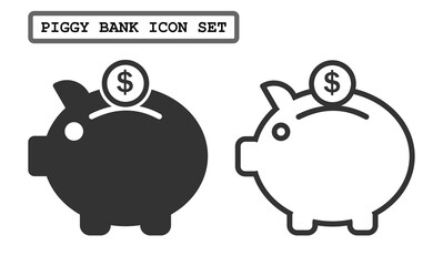 Piggy Bank, Savings, Vector Icon.