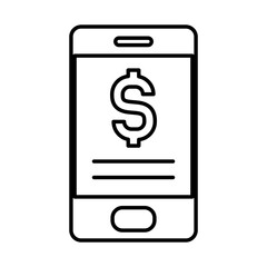 smartphone with money symbol icon, line style