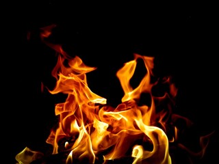 fire on a black background