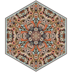 Vector mosaic hand drawn mandala octahedron figure
