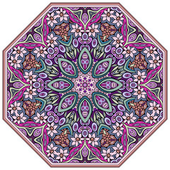 Vector mosaic hand drawn mandala octahedron figure