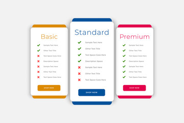 plans and pricing table business web template