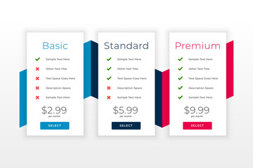 Naklejka na ściany i meble subscription plans and pricing table web template