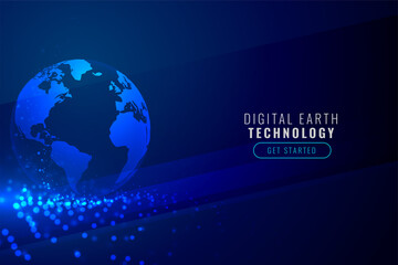 digital earth with technology particle background design