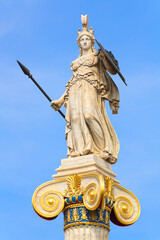 Fototapeta na wymiar Athena statue with golden decorations