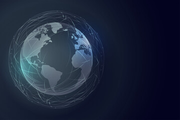 Fototapeta na wymiar digital earth technology background with global connection