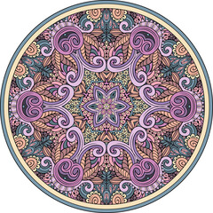 Vector abstract floral ethnic hand drawn mandala
