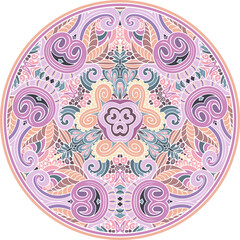 Vector abstract floral ethnic hand drawn mandala