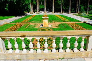 Greece, Athens, June 16 2020 - Flower garden inside the National Gardens.