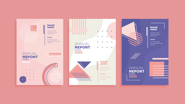 Cover 2020 Annual Report With Memphis Effect Free Vector