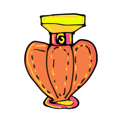 Orange perfume bottle isolated on white background. Vector illustration.