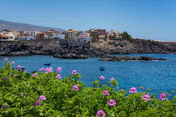 Views of the picturesque Alcala village, part of Guya de Isora municipality, with traditional architecture, a small tranquil cove and surrounded by banana plantations, Tenerife, Canary Islands, Spain