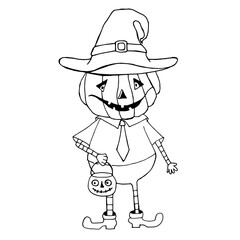 Mister Halloween character, Mister pumpkin on a white background.