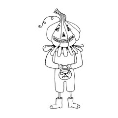 Mister Halloween character, Mister pumpkin on a white background.