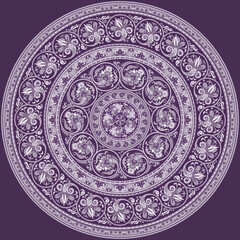 Vector ethnic round ornamental illustration.
