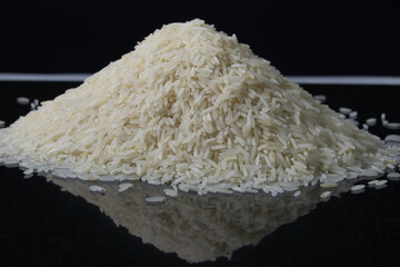 A very close and detailed look at basmati rice.