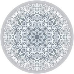 Vector white ethnic round ornamental illustration.