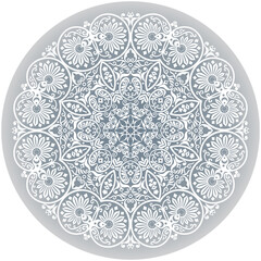 Vector white ethnic round ornamental illustration.