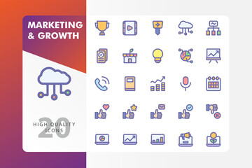 Marketing and Growth icon pack isolated on white background. for your web site design, logo, app, UI. Vector graphics illustration and editable stroke. EPS 10.