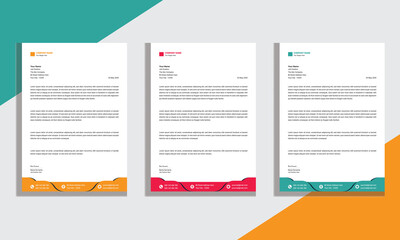 Professional And Modern Business Style, Flat Letterhead Design Template Vector.	