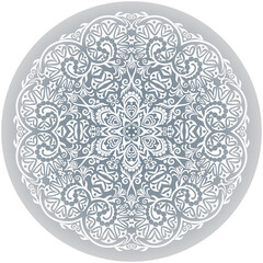 Vector white ethnic round ornamental illustration.