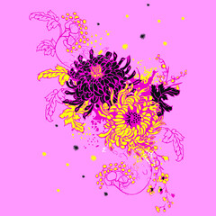 leafy flower vectorel drawing pattern.eps