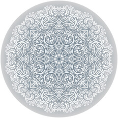 Vector white ethnic round ornamental illustration.