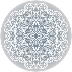 Vector white ethnic round ornamental illustration.