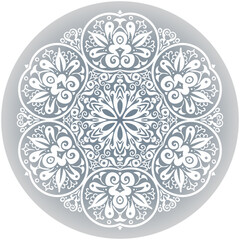Fototapeta na wymiar Vector white ethnic round ornamental illustration.