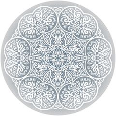 Vector white ethnic round ornamental illustration.