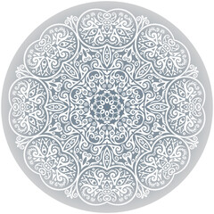 Vector white ethnic round ornamental illustration.