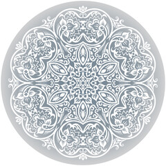 Vector white ethnic round ornamental illustration.