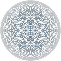 Vector white ethnic round ornamental illustration.