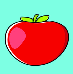 This an illustration tomato fruit color and outline simple vector simple and cute