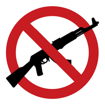 no automatic weapons, rifle in forbidden sign, vector illustration 