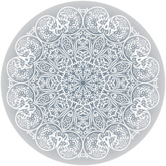 Vector white ethnic round ornamental illustration.