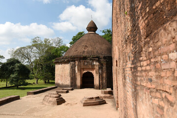 Fototapeta premium Ahom architecture Talatal Ghar during a sunny day which is 300 years old