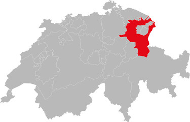 Naklejka premium Sankt gallen canton isolated on Switzerland map. Gray background. Backgrounds and Wallpapers.
