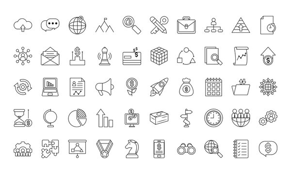 strategy icon set, line style