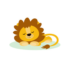Cute lion sleep character vector