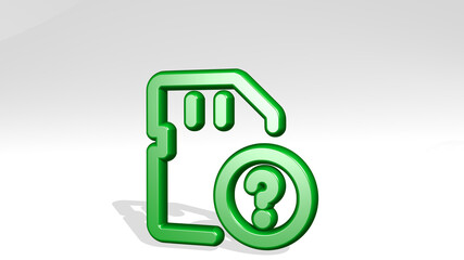 sd card question made by 3D illustration of a shiny metallic sculpture with the shadow on light background. memory and white