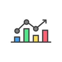 Graph icon or logo in modern line. Line chart icon. Color vector icon.