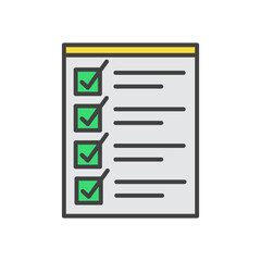 Test line icon. To do list. Color vector icon.
