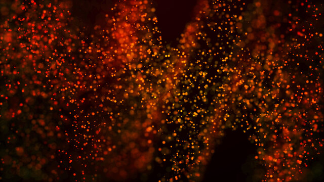 Glowing particles. Abstract futuristic background from many luminous dots. Dust particles. 3d rendering