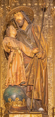 BARCELONA, SPAIN - MARCH 5, 2020: The carved polychrome sculpture of St. Joseph in the church...