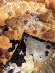 Delicious blueberry pie on the table macro 